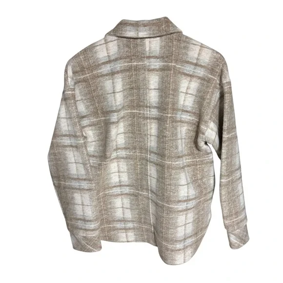 Thread & Supply Womens Plaid Shirt Jacket Shacket Beige Brown Collared Small - Picture 3 of 8